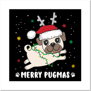 Christmas Merry Pugmas Cute Pug X-Mas Party Pug Lover Posters and Art